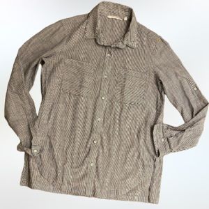 Athleta blue and white striped button up size small